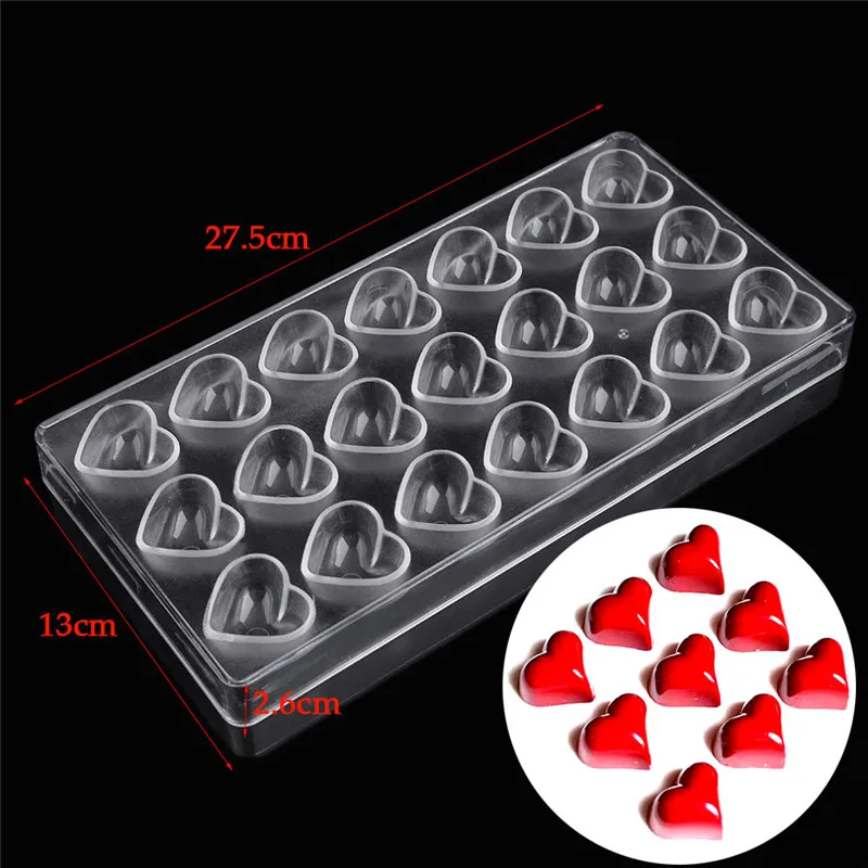 DIY 21 Diamond Candy Mold MouldsClear Hard Chocolate Maker Polycarbonate PC - Цвет: heart