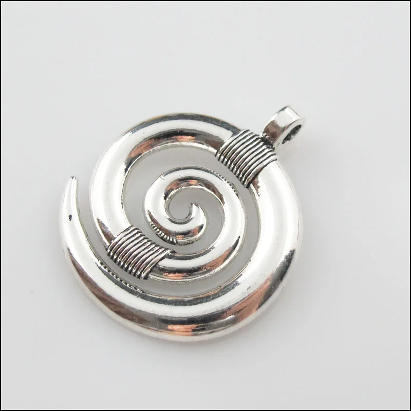 

New 2Pcs Tibetan Silver Tone Ox Horn Screw Charms Pendants 28.5x34.5mm