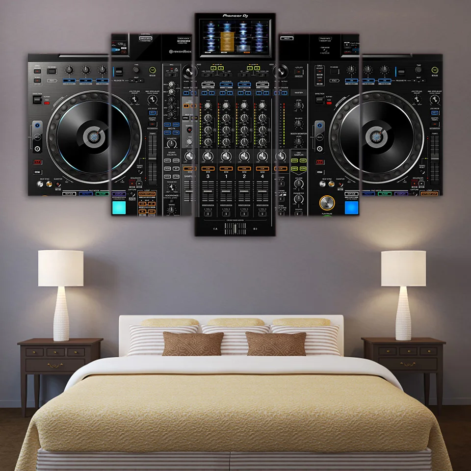 

Canvas Pictures Home Decor 5 Pieces DJ Music Player Paintings HD Prints Music Console Poster Modular Living Room Wall Art Frame