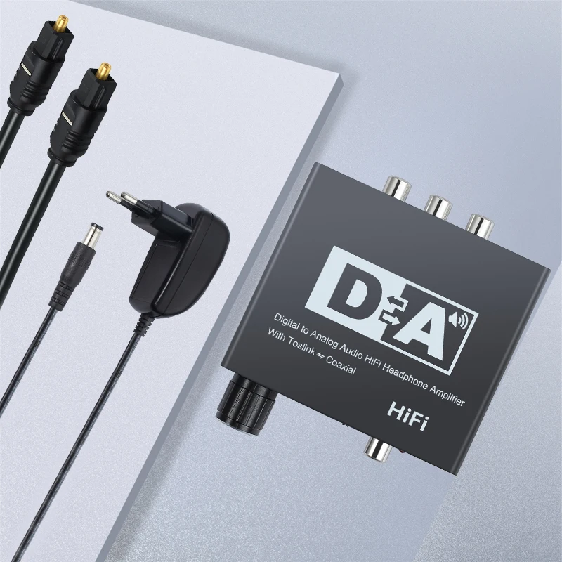 

DAC Digital to Analog Audio Converter Adapter Optical to RCA 3.5mm Jack Bi-directional Audio Converter With Volume Control
