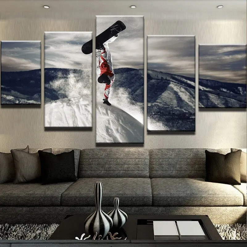 JIE DO ART Poster Canvas Painting Wall Modular Pictures For Living Room Decorative 5 Panel People At The Top Of | Дом и сад