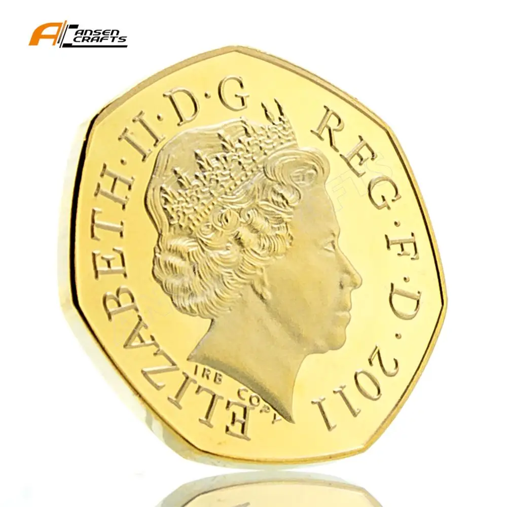 Олимпийская одежда для плавания 50P Fifty Pence Elizabeth II EIIR II 2011 британская Серебряная позолоченная копия монеты