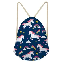 THIKIN школьные рюкзаки милый единорог Печать Draw-string сумка повседневные студенты мультфильм Спорт Плавание унисекс пляж Bolsos подростковый