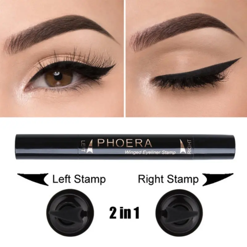 

2 In 1 Natural Easy to Wear Eyes Makeup Eyeliner Stamp Waterproof Long-Lasting Eye Liner Beauty maquiagem profissional completa
