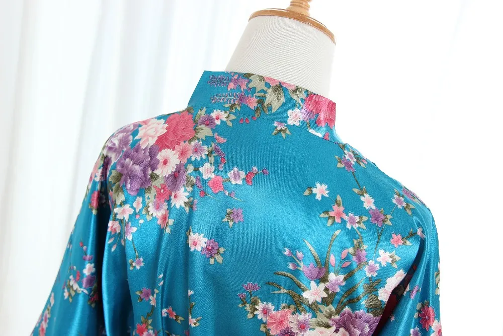 Новые озера синие свадебные туфли невесты халат цветочный Халат короткий кимоно Ночной халат модные халат для Для женщин один размер T80