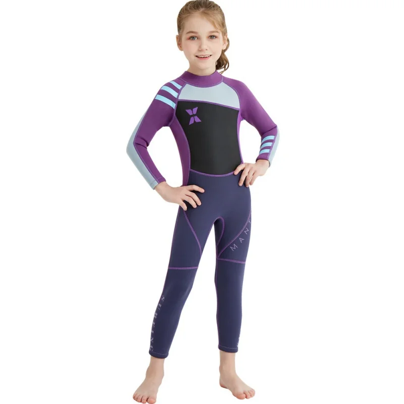 One-piece Girl Siamese warm swimsuit Neoprene Kids Diving Suit Wetsuit children for boys girls Keep Warm Long Sleeves UV protect