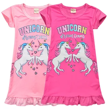 

Kids Unicorn My Baby Girls Pajamas Dress Children Girl Unicorn Dresses Cartoon Nighties Nightdress Child Clothes Summer Clothing