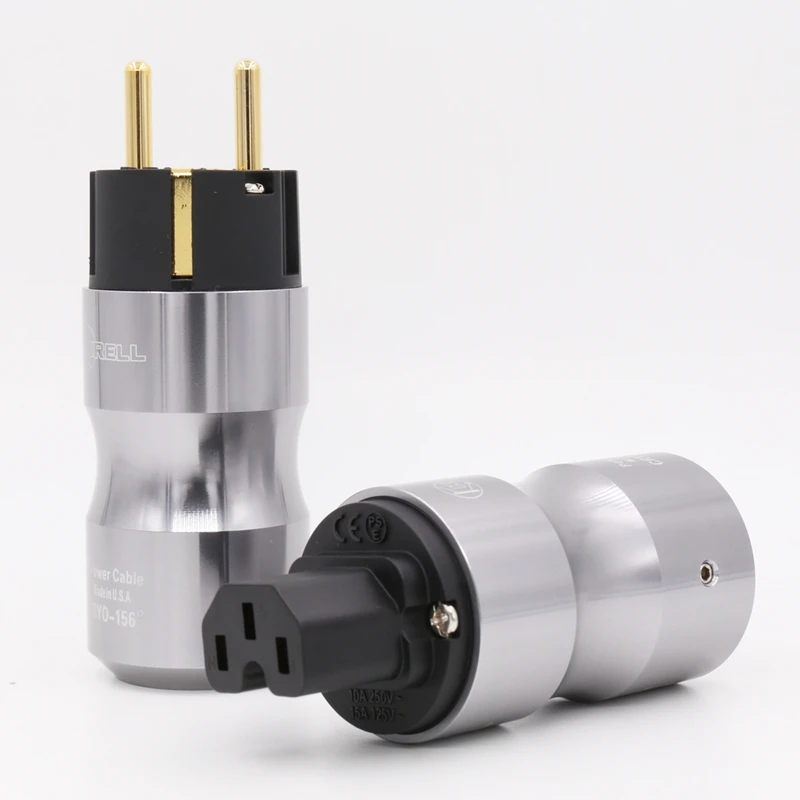 

24K Gold Plated Europe Standard Male Mains AC Power Plug Audio HIFI European Famale Power Supply Socket