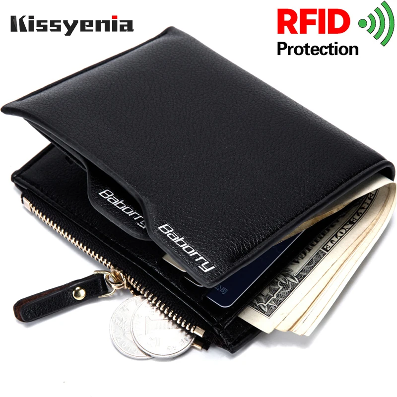 Kissyenia Для мужчин кошелек Малый Портмоне Rfid Блокировка Anti Theft Деньги Портмоне для Для мужчин кредитной держатель для карт Для мужчин Portomonee