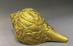 Тибет Золото Свинка Медные Раковины Раковины Трубы Вырезать Шакьямуни Статуя Будды