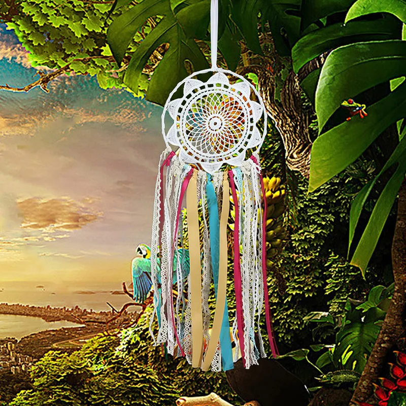 Ribbon Lace Dream Catcher Handmade Wind Chimes Wall Hanging Decoration