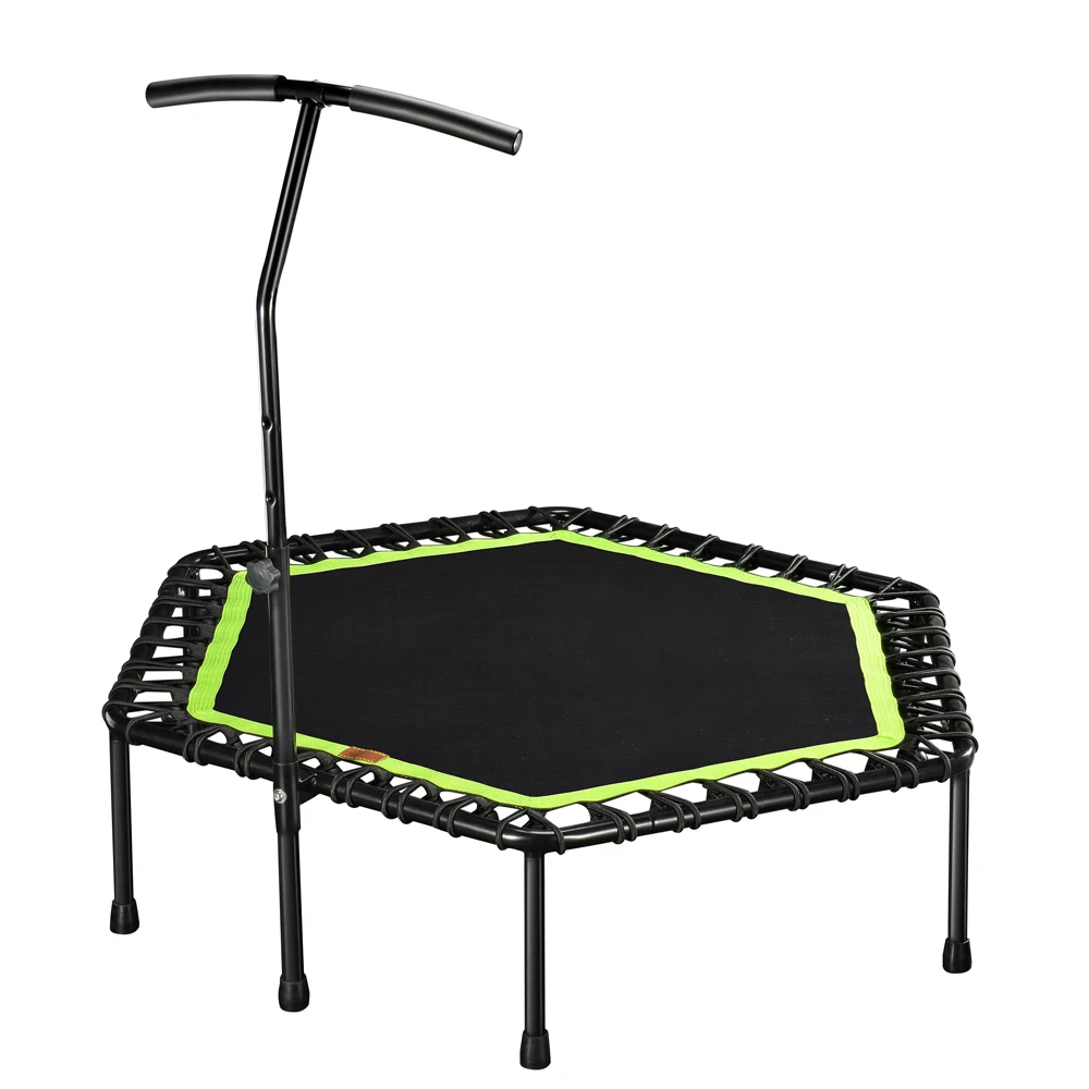 48(inch) Adult fitness trampoline Hexagonal elastic rope with armrest ultra-quiet bouncing bed Fitness assistant |