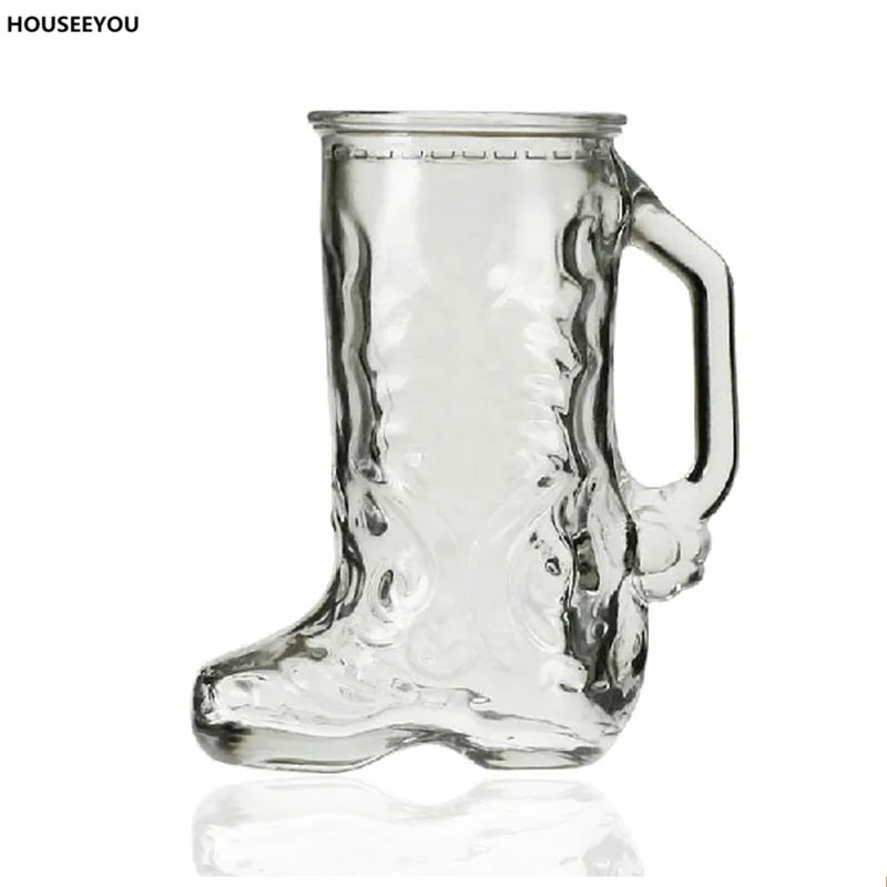 

Transparent Creative Beer Water Mug with Glass Boot Shape Crystal Cup 500ml Drinkware Cocktail Coffee Cappuccino Tea Cup Tumble