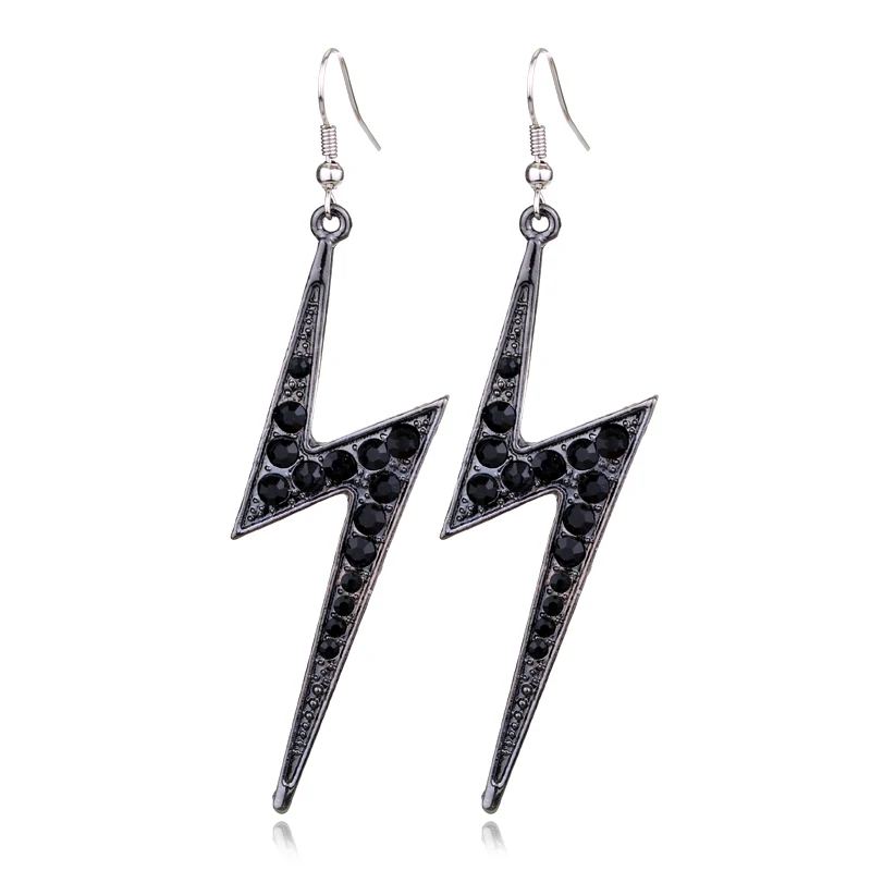 

CRYSTAL AVENUE SHIMMERING LIGHTNING BOLT EARRINGS Long Lightning Bolt Crystal Dangle Blingy Bling Pageant Prom Earrings