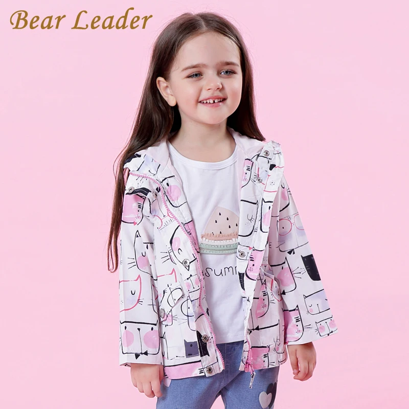 Bear Leader/пальто и куртки для девочек; коллекция года; детская одежда; куртки для девочек; детская верхняя одежда с капюшоном и рисунком; детская одежда с капюшоном