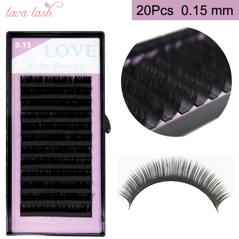 

Free Shipping 20 trays wholesale 0.15mm Black Material Silk Eyelash Extensions False Individual Eyelashes private label service