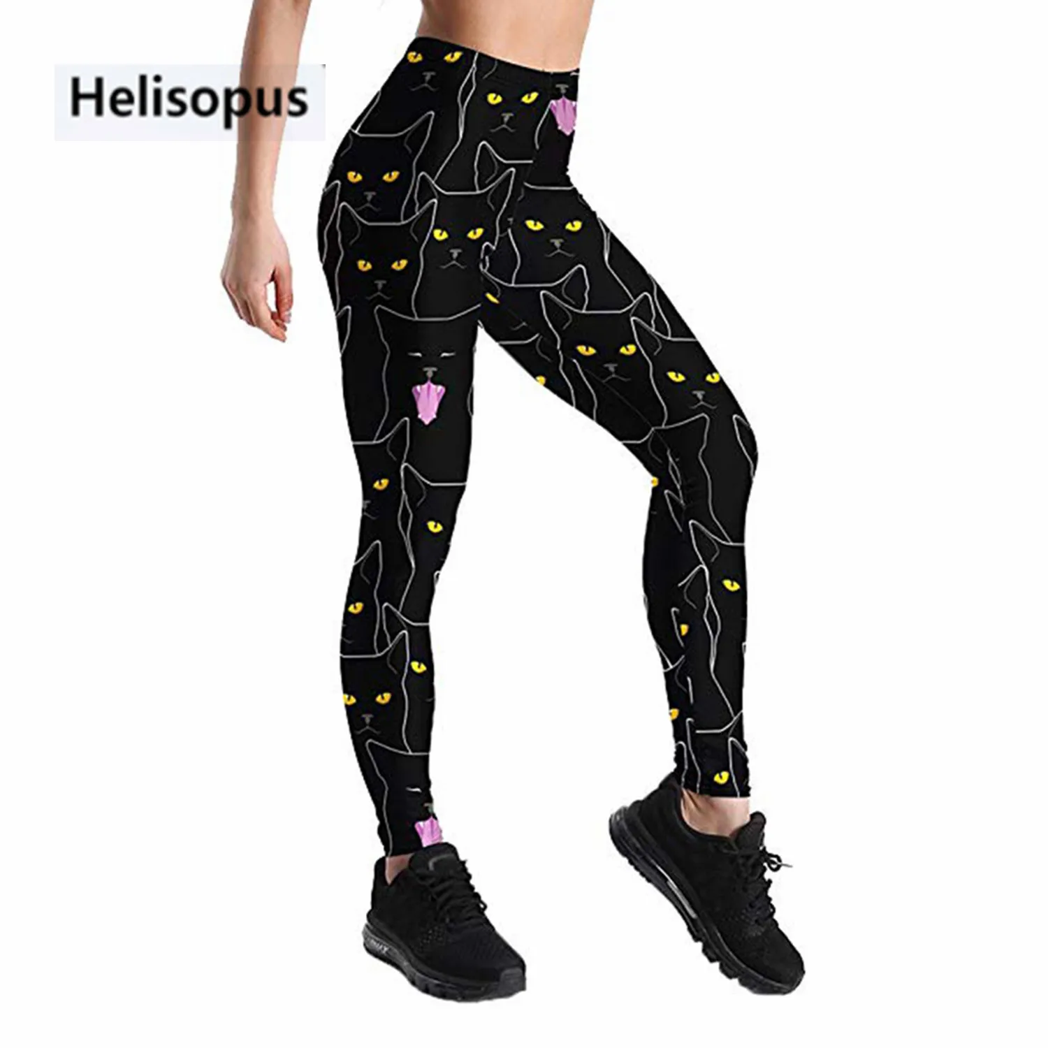 Helisopus 2018 New Cute Black Cats Printed Yoga Pants Trousers Women ...
