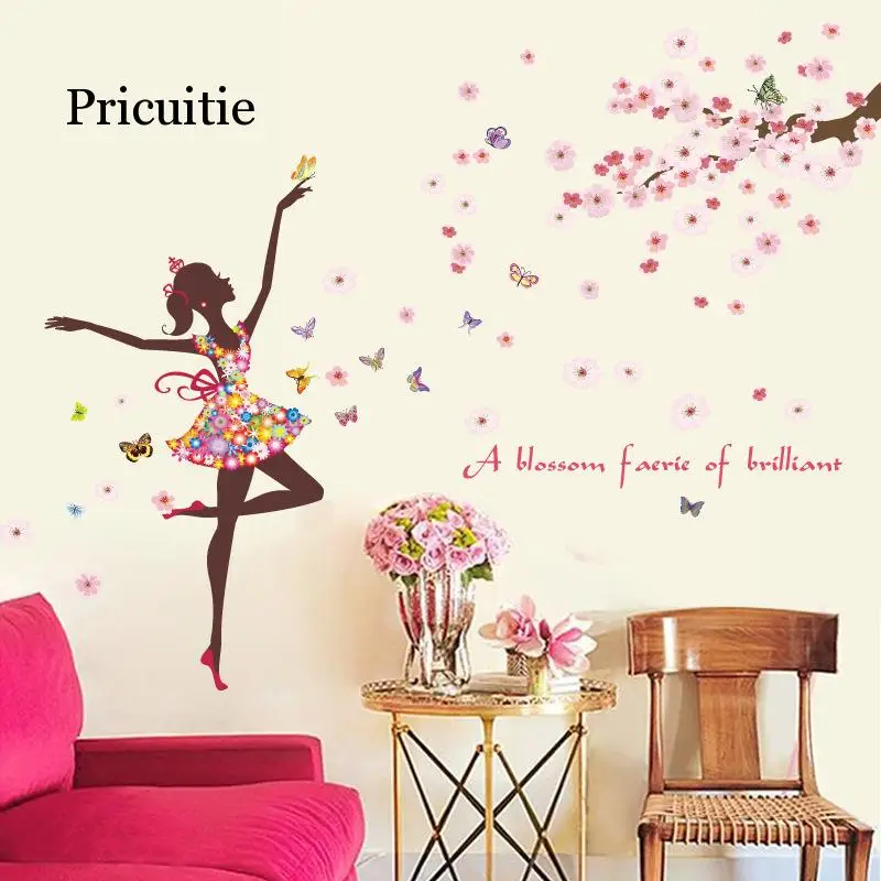 

Vinyl Butterfly Fairy Dance Living Room Bedroom Wall Decorations Glass Home Decorating Wall art Wall sticker