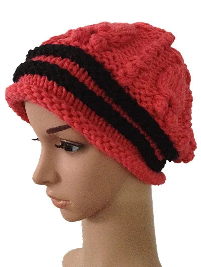 BomHCS зимняя теплая шерстяная шапка ручной работы Модная вязаная уличная Шапка Лыжная cap112 - Цвет: Красный