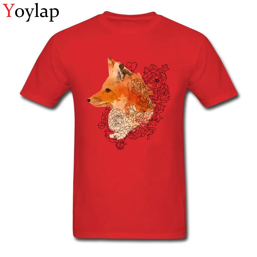 Cute 3D Printed T Shirt Crewneck 100% Cotton Watercolor fox Student Tops Shirts Short Sleeve Summer 3D Printed Sweatshirts red