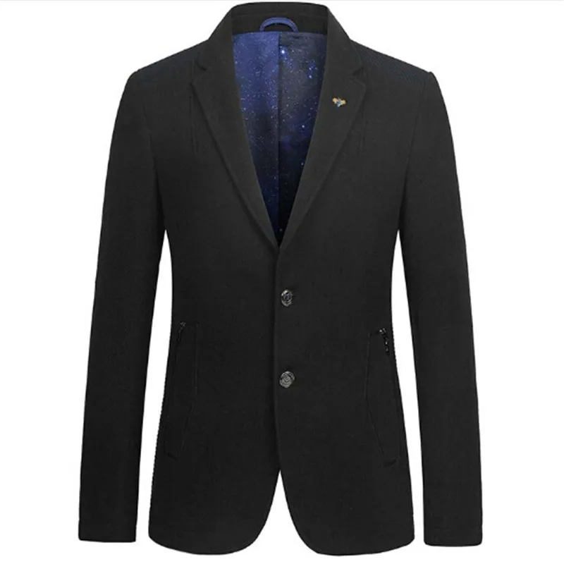 Autumn Winter Mens Wool Blazers Casual Suits Slim Fit Men Blazers And