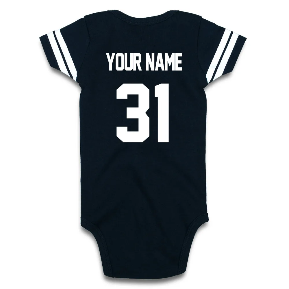 

Newborn Unisex Baby Bodysuit Soccer Custom Personalized Short Sleeve One Pieces Football Sport Jumpsuit Infantil Vestidos Design