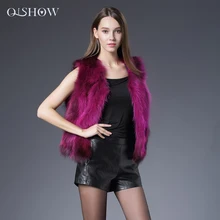 2016 Real Raccoon Fur Vest Womens Genuine Raccoon Dog Fur Vest Jacket Short Casual Natural Fur Coat Gilet Gradient Color Outwear