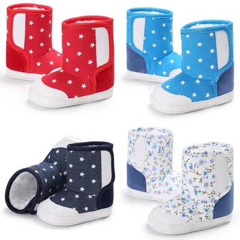 

2019 New fashion canvas flower stars baby boots soft bottom warm baby toddler shoes boots