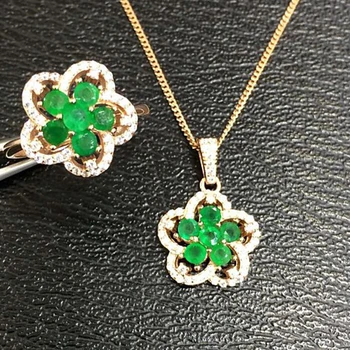 

Collier Qi Xuan_Fashion Jewelry_Colombian Green Stone Flower Necklaces_Rose Gold Color Pendant Necklaces_Factory Directly Sales