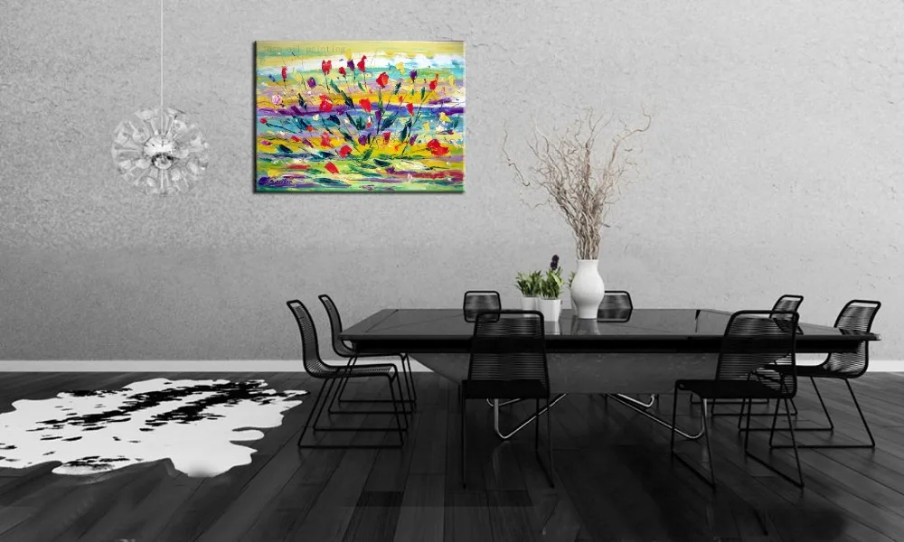 

Top Skill 100% Hand Painted Wall Artwork Paintings Home Decor Hang Picture Craft Unique Colourful Flowers Oil Painting on Canvas