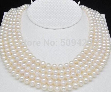 

~~ Free Shipping >>Natural 7-8mm AAA white pearl necklaces 100