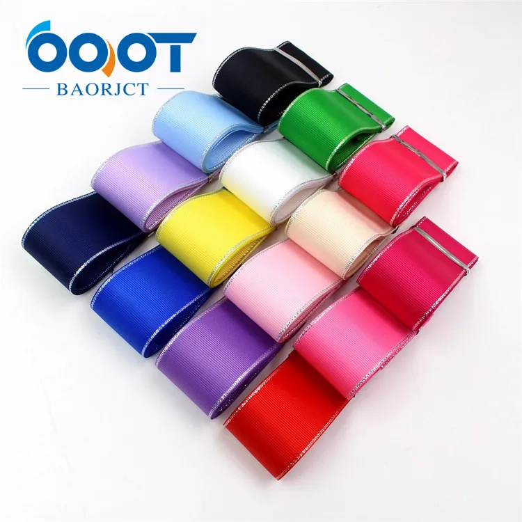 OOOT BAORJCT I-19316-595 38 мм 10 ярдов Серебряный двусторонний grosgrain ленты, DIY лук кепки аксессуары и украшения - Цвет: 15 each one yards