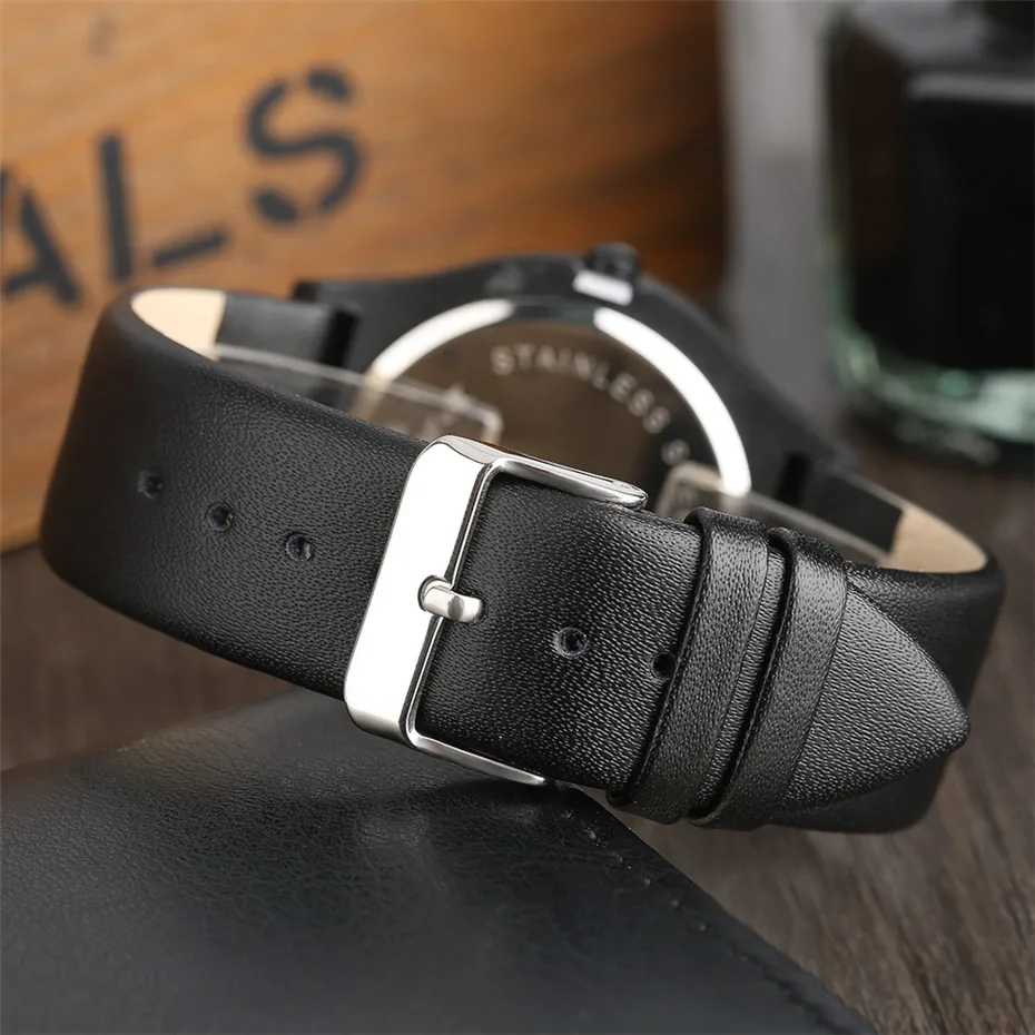 Fashion Mens Watch Leather Analog Quartz Sport Wristwatch Creative Cool Blue Ocean Steel Clock Relogio Masculino Spiral Turntable Swirl Hour Clock Female (10)