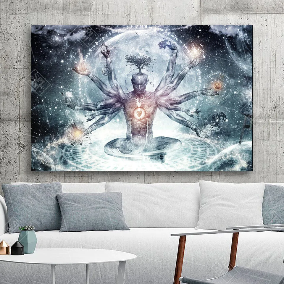 

Meditation Spiritual Fantasy Poster Hd Print Canvas Painting Buddha Zen Wall Art Decoration Picture for Living Room No Framed