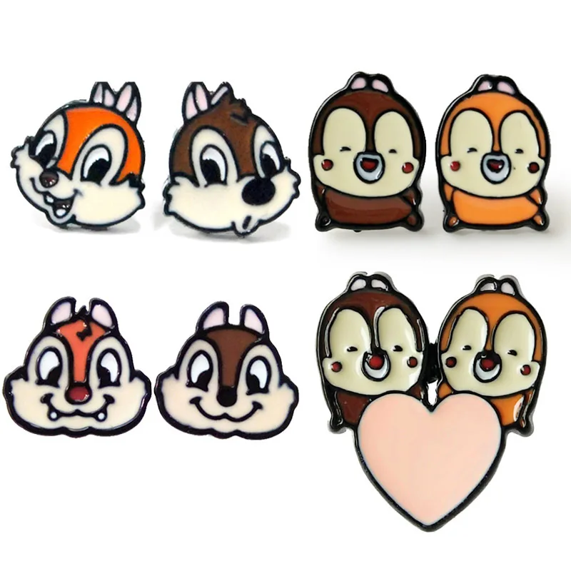 1 шт. Kawaii chipmunk белка Мода Аниме Сережка с героями мультфильмов милые серьги-гвоздики с животными для женщин девочек детские ювелирные изделия Рождественский подарок