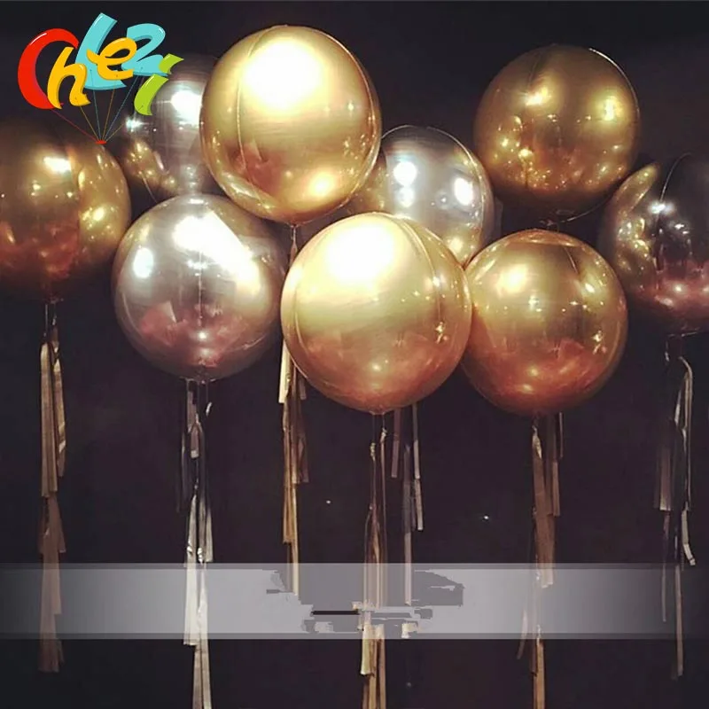 

1pc 18''22'' 32 inch Gold Silver 4D Round Foil Balloons Wedding Birthday Party Decoration Helium Inflatable Baloons Globos Toys