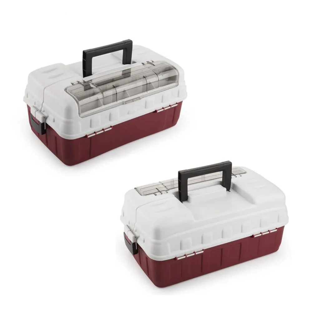 2PCS Large 3 Tray And the bottom divided into small lattice Top Access Tackle font b
