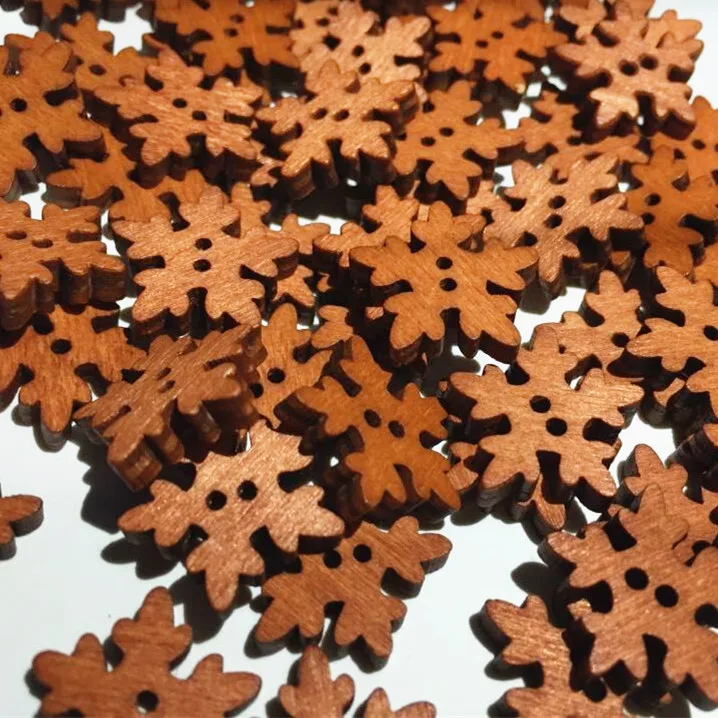 

ZXP&XJ Brown Christmas Snowflake Wooden Buttons Fit Sewing and Scrapbook For Diy Free Shipping XP0401