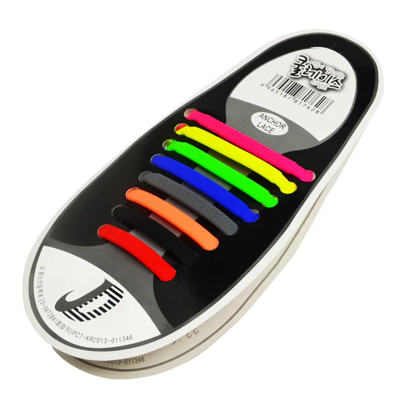 16pcs Lazy Elastic Silicone Shoelaces No Tie Running Sneakers Strings Shoe Laces