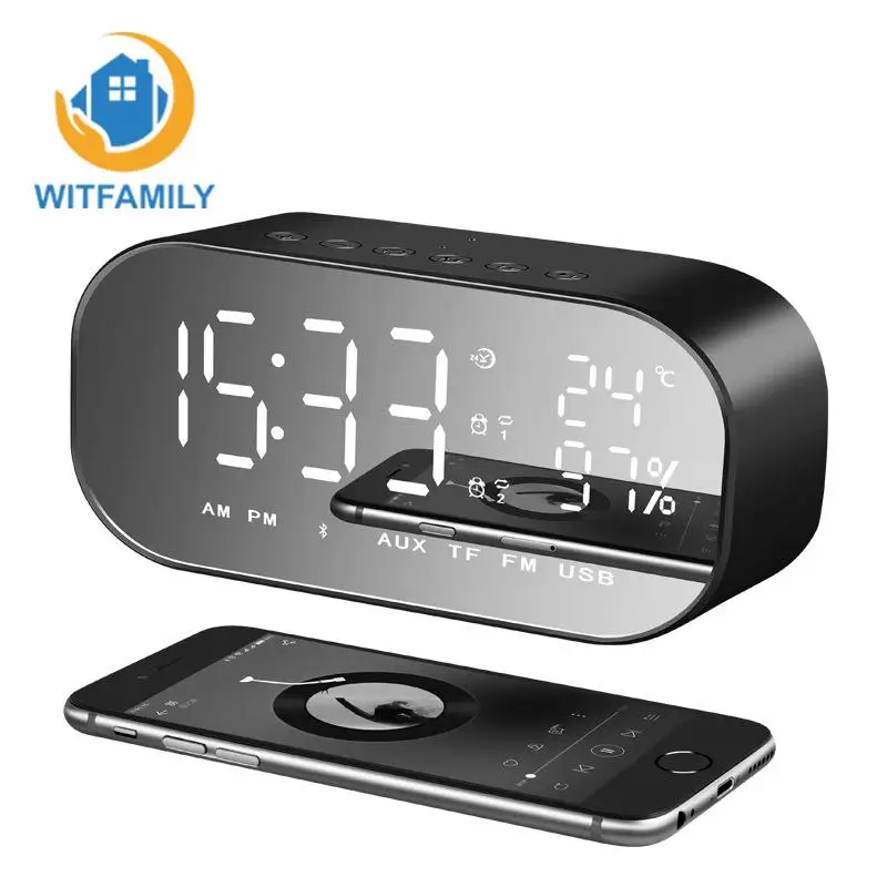 

Mini LED Display Digital Table temperature Alarm Clock Wireless Bluetooth Clock with Speakers Home Multifunction Intelligent