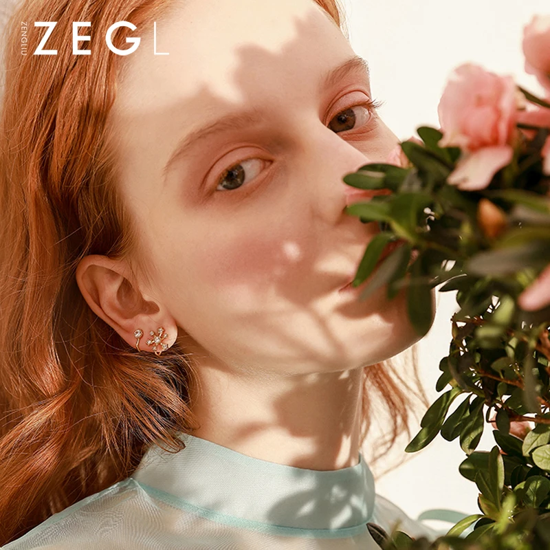 Женские u образные серьги ZENL темперамент снежинка клипсы для ушей без пирсинга