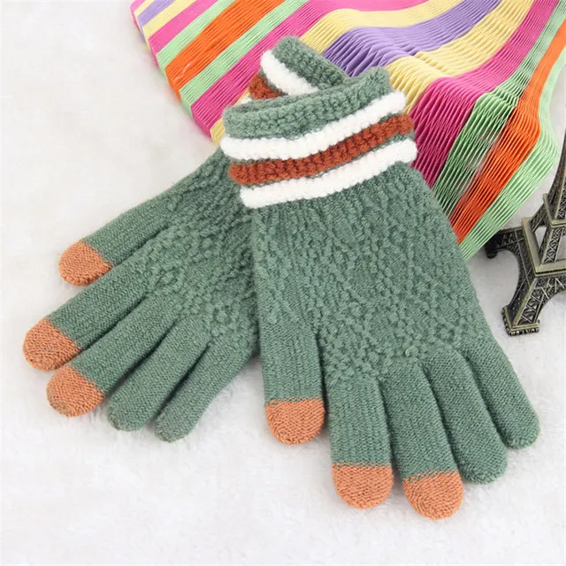 Winter Knitted Gloves Women Touch Screen Gloves Female Mittens Elk Keep Warm Female Winter Full Finger Gloves Fashion Autumn