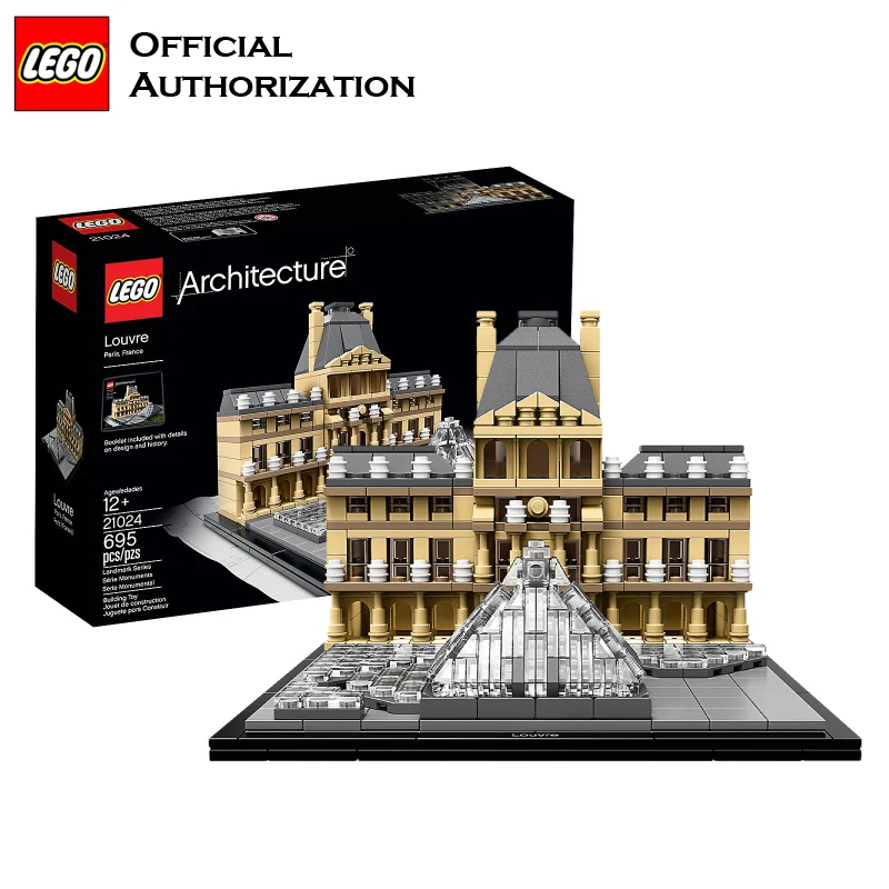 LEGO Architecture Series City Building Blocks Toys Paris Louvre Building Toys a Tourist Souvenir For Lego Travel Toys Brinquedos