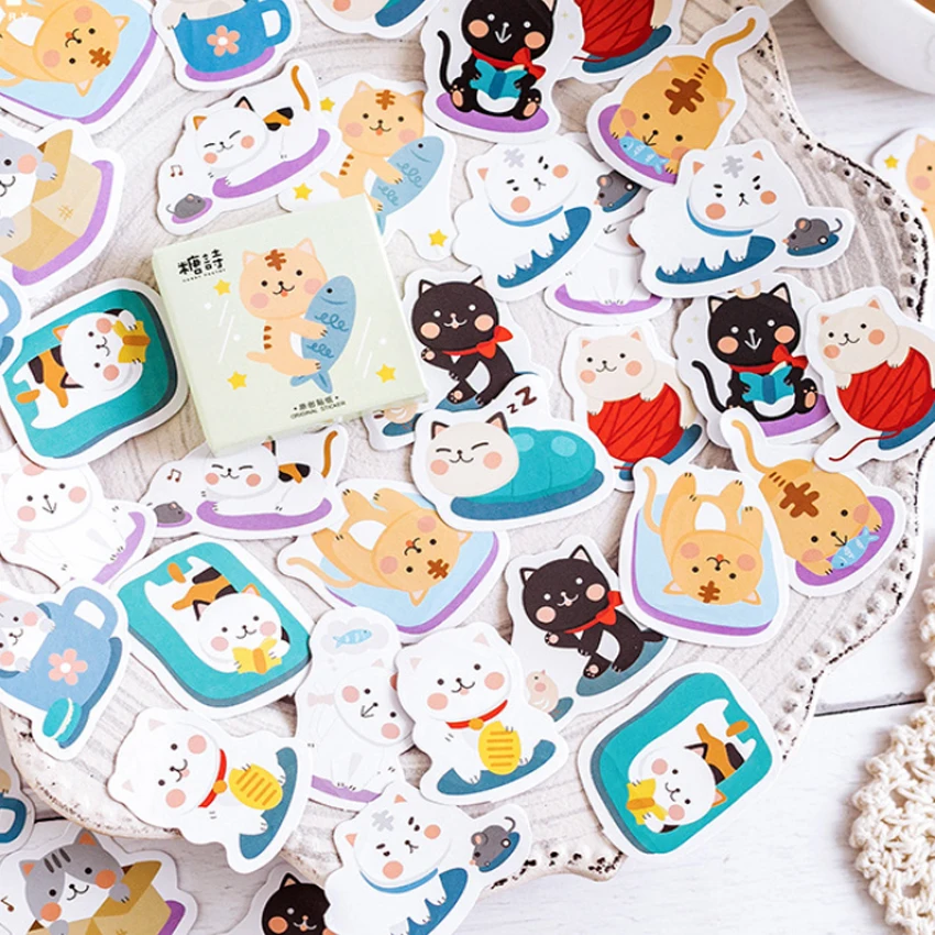 

45Pcs/box Lovely House Cat Diary Paper Lable Stickers Scrapbooking Decorative Sticker DIY Stationery