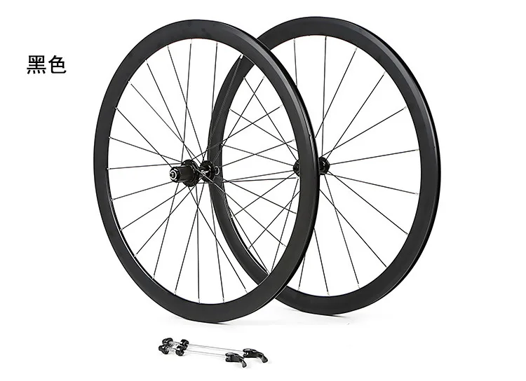 Сверхлегкая колесная 700C алюминиевый сплав дорожный велосипед герметичный подшипник 40 мм диски колеса - Цвет: black