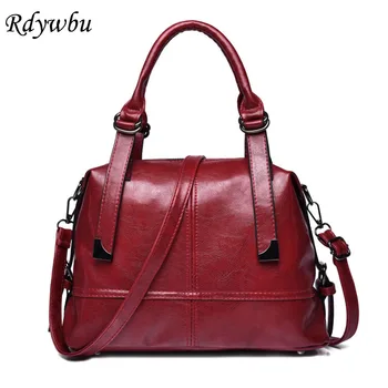 

Rdywbu Burgundy Patchwork Shoulder Bag Women Casual PU Leather Boston Tote Handbags Hot Sale Fashion Crossbody Bags Bolsa B555