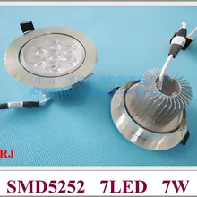 Светодиодный точечный светильник алюминиевый круглый SMD5252 Крытый потолочный прожектор 7 светодиодный 7 Вт 770lm дизайн 110lm/W AC85-265V вход CE