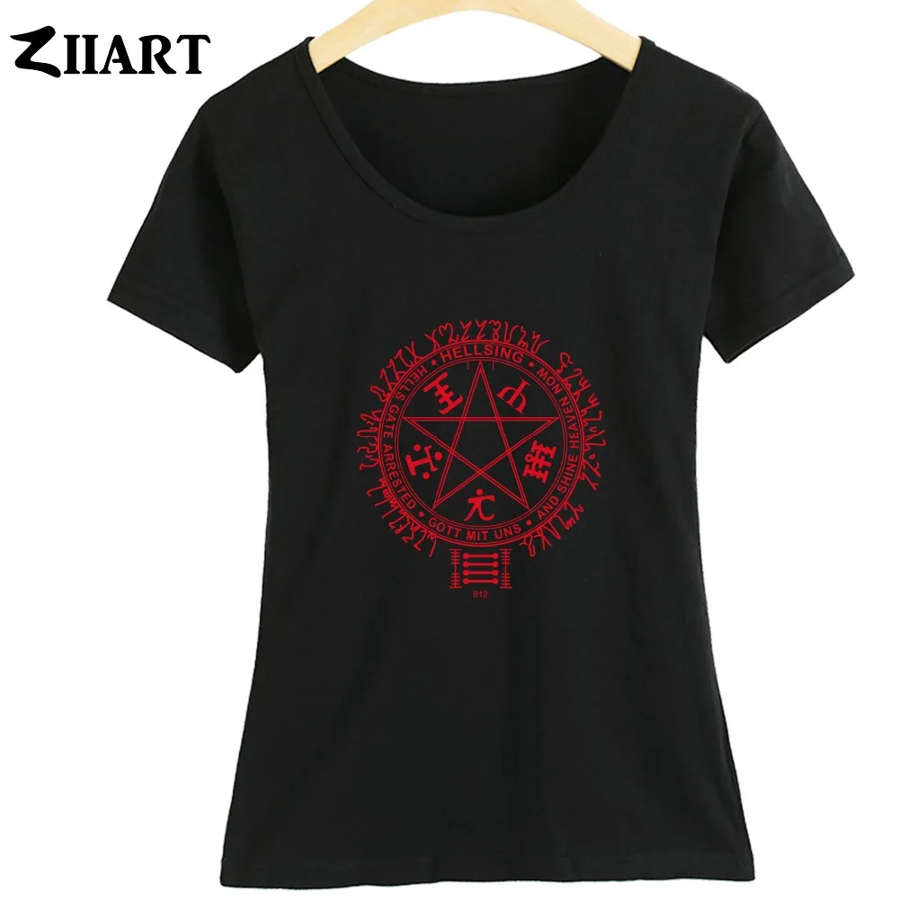 

Star Pentagram Hellsing Motto Organization Ultimate Pentagram Alucard Vampire Girl Woman Summer Short-Sleeve T-Shirts ZIIART