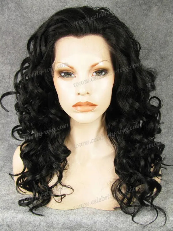 

Bob Curl Medium Long Synthetic Lace Front Wig Natural Black High Density
