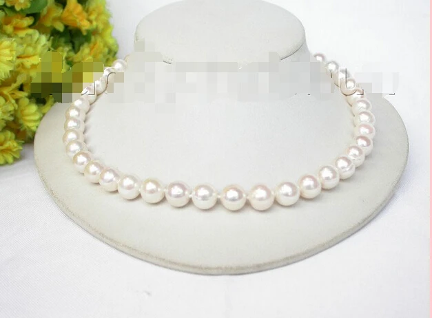 

SUper Luster 11mm round white pearl necklace 925sc clas ^^^@^Noble style Natural Fine jewe SHIPPING (C0309)